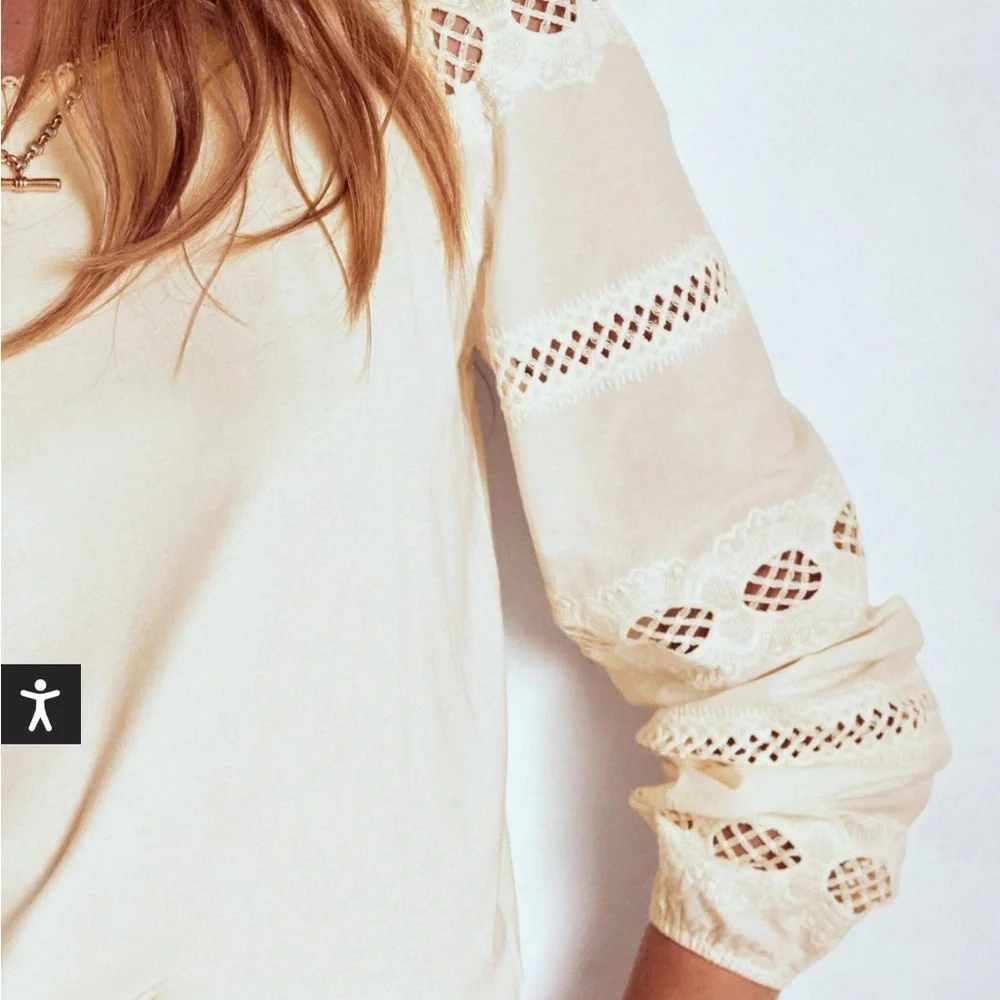 Boden New Millie Lace Mix Top SZ 6 - Picture 3 of 8